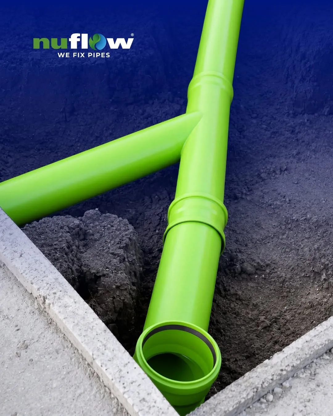Illustration of a green underground pipe junction